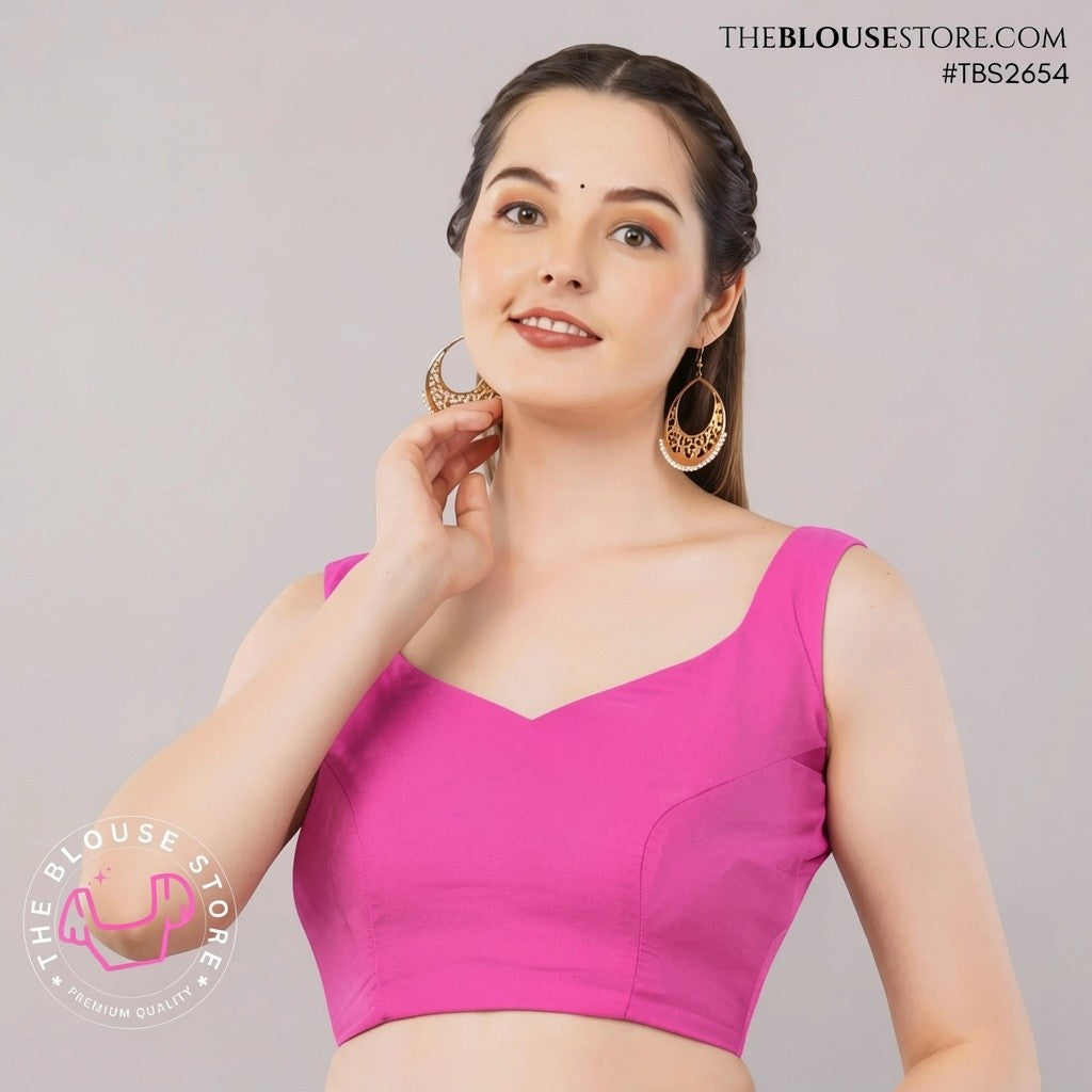 Ruby Red Satin Saree Blouse | Designer Deep-Back Blouse | TBS2654