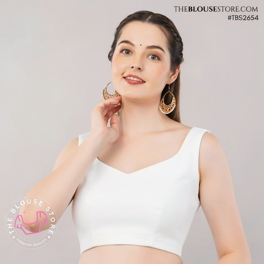 Ruby Red Satin Saree Blouse | Designer Deep-Back Blouse | TBS2654
