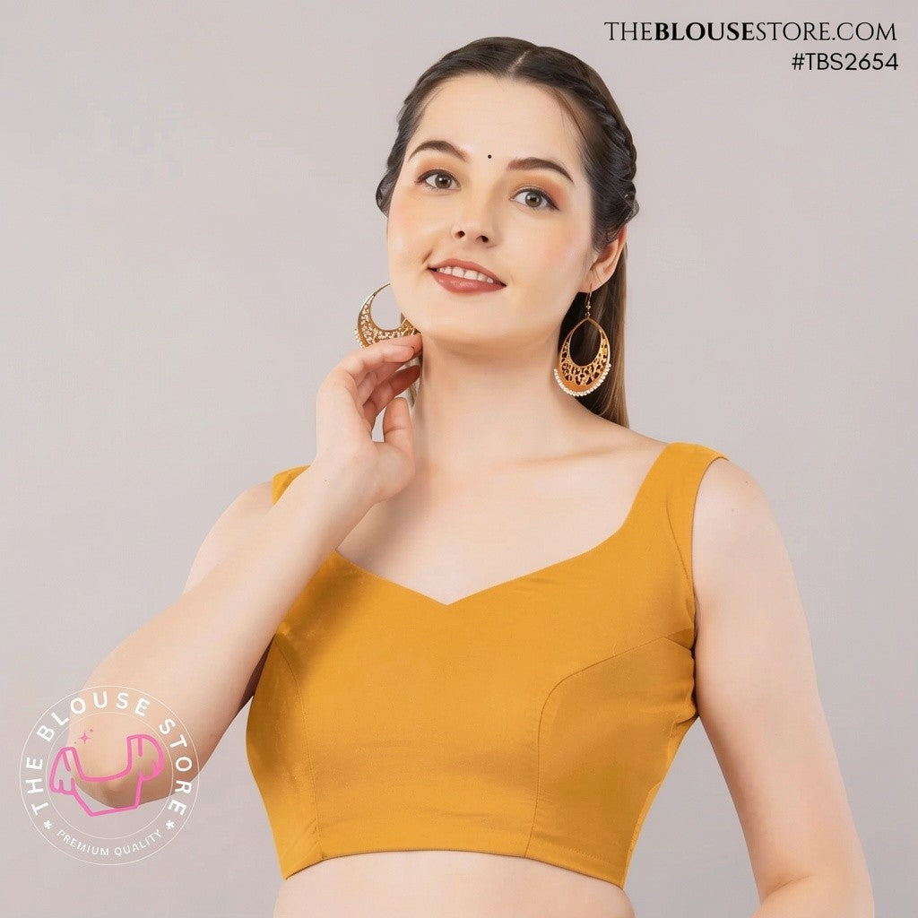 Ruby Red Satin Saree Blouse | Designer Deep-Back Blouse | TBS2654