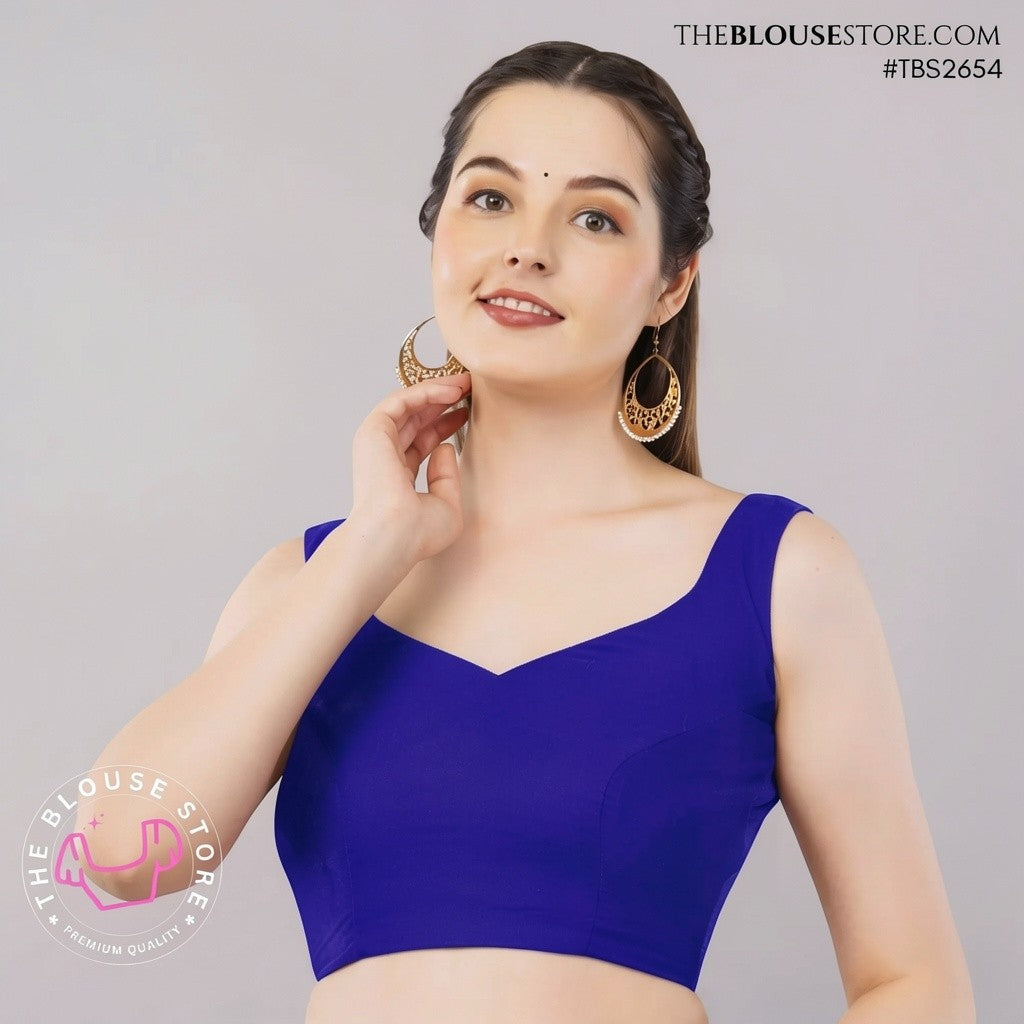 Ruby Red Satin Saree Blouse | Designer Deep-Back Blouse | TBS2654