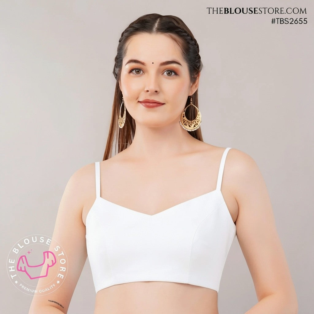 Golden Satin Saree Blouse | Minimalist Designer Blouse with Spaghetti Straps | TBS2655