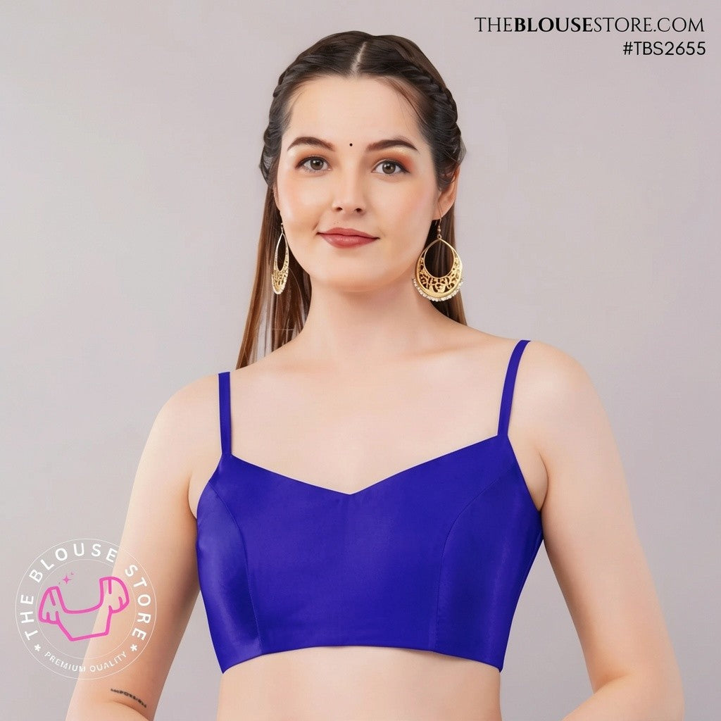 Golden Satin Saree Blouse | Minimalist Designer Blouse with Spaghetti Straps | TBS2655
