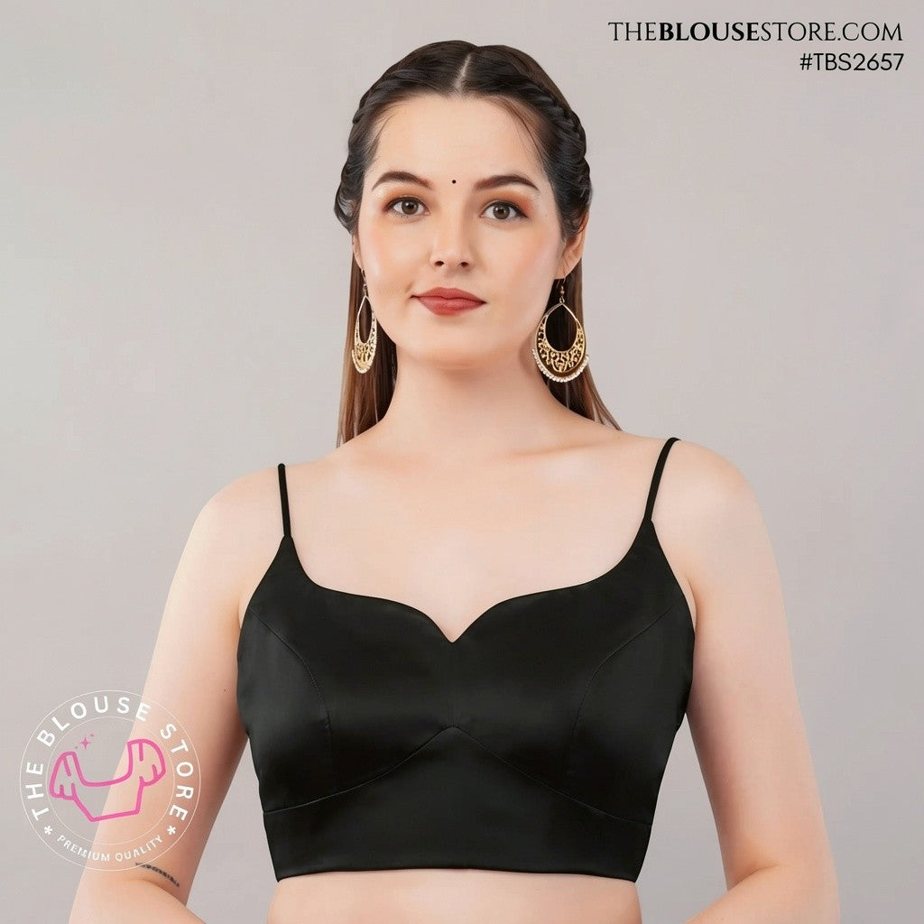 Lilac Satin Saree Blouse | Sweetheart Neck Designer Blouse with Spaghetti Straps | TBS2657