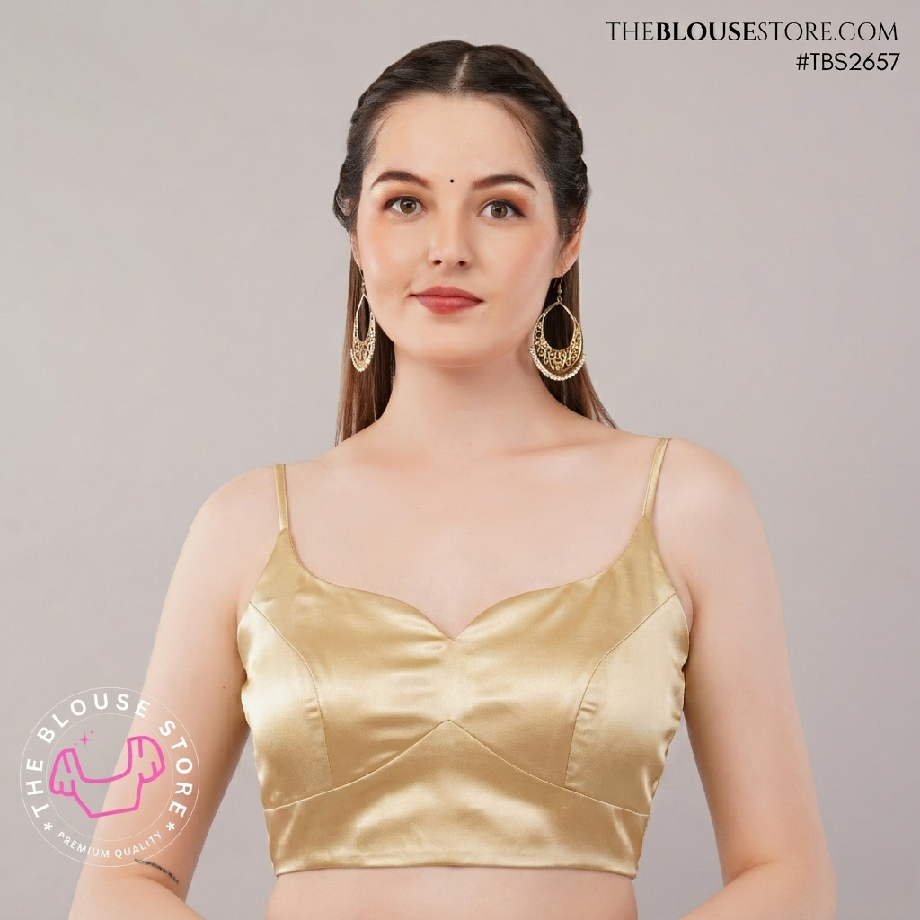 Lilac Satin Saree Blouse | Sweetheart Neck Designer Blouse with Spaghetti Straps | TBS2657