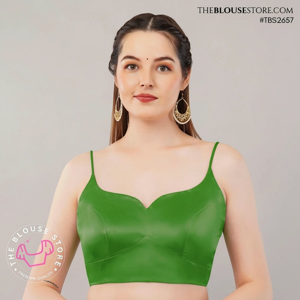 Lilac Satin Saree Blouse | Sweetheart Neck Designer Blouse with Spaghetti Straps | TBS2657