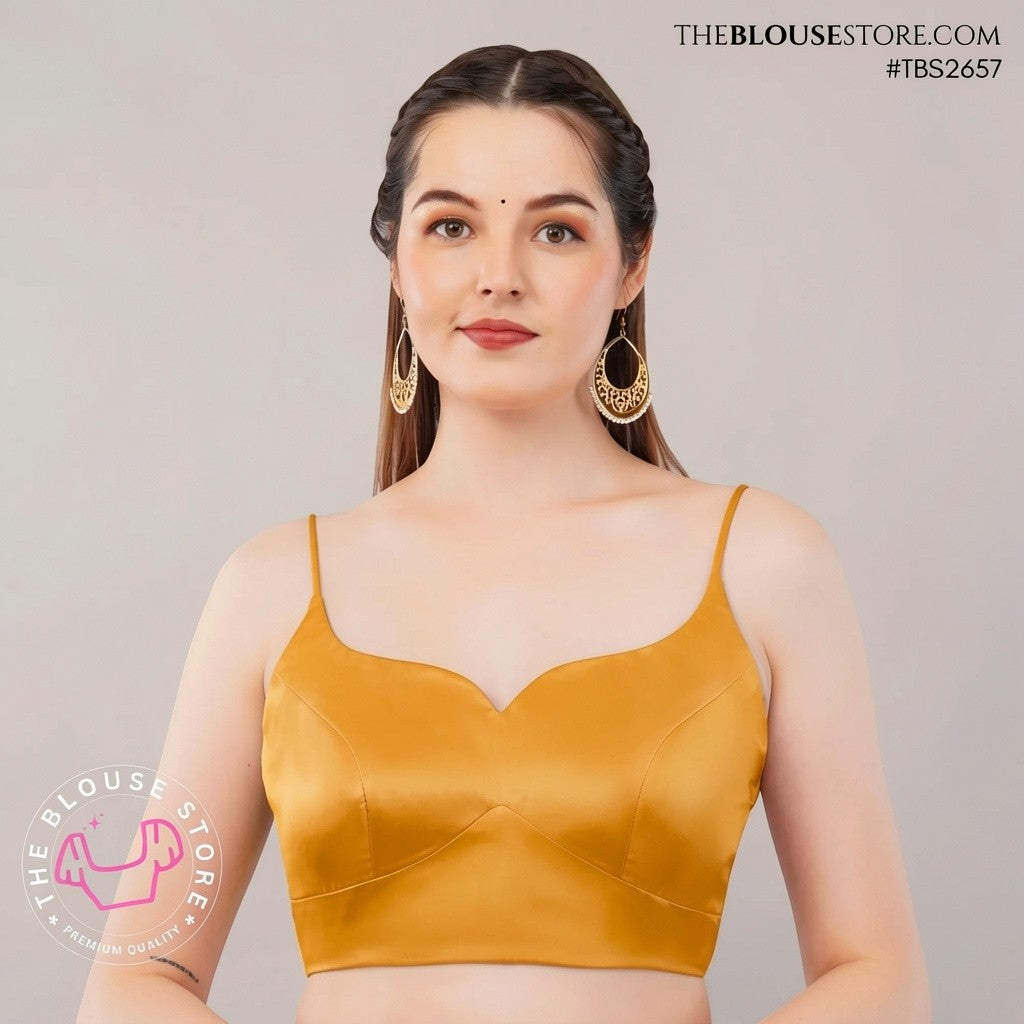 Lilac Satin Saree Blouse | Sweetheart Neck Designer Blouse with Spaghetti Straps | TBS2657