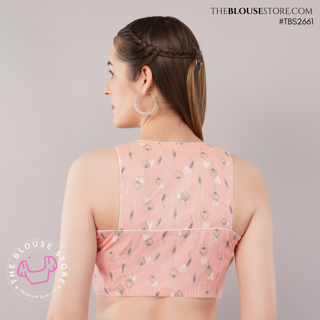 Printed Cotton Padded High-Neck Blouse | Exclusive Designer Saree Blouse | TBS2661