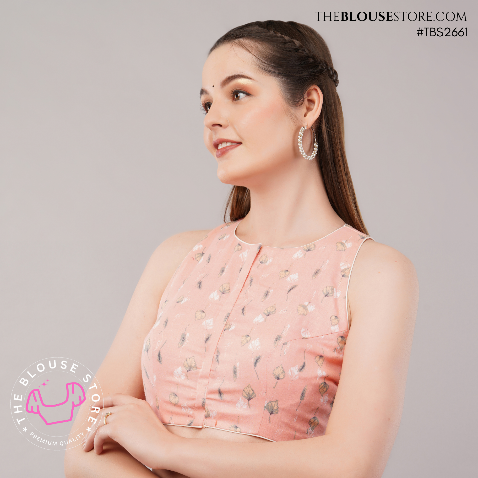 Printed Cotton Padded High-Neck Blouse | Exclusive Designer Saree Blouse | TBS2661