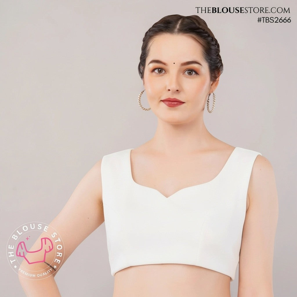 Black Satin Designer Saree Blouse | Sweetheart Neck & Statement Open-Back Blouse | TBS2666