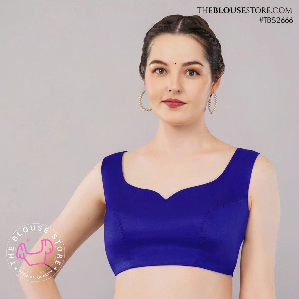 Black Satin Designer Saree Blouse | Sweetheart Neck & Statement Open-Back Blouse | TBS2666