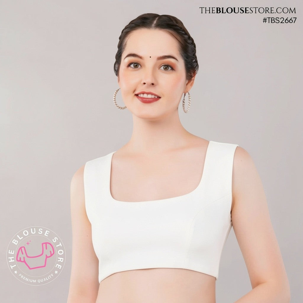Satin Padded U-Neck Blouse with Statement Open Back | Designer Saree Blouse | TBS2667