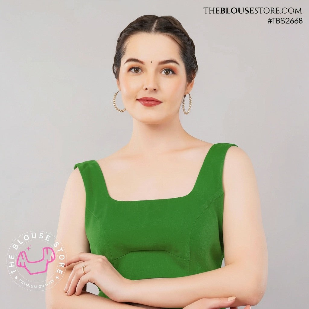 Satin Padded Square Neck Blouse with Open Back | Designer Saree Blouse | TBS2668