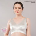Satin Padded V-Neck Blouse | Sleeveless Designer Saree Blouse | TBS2669