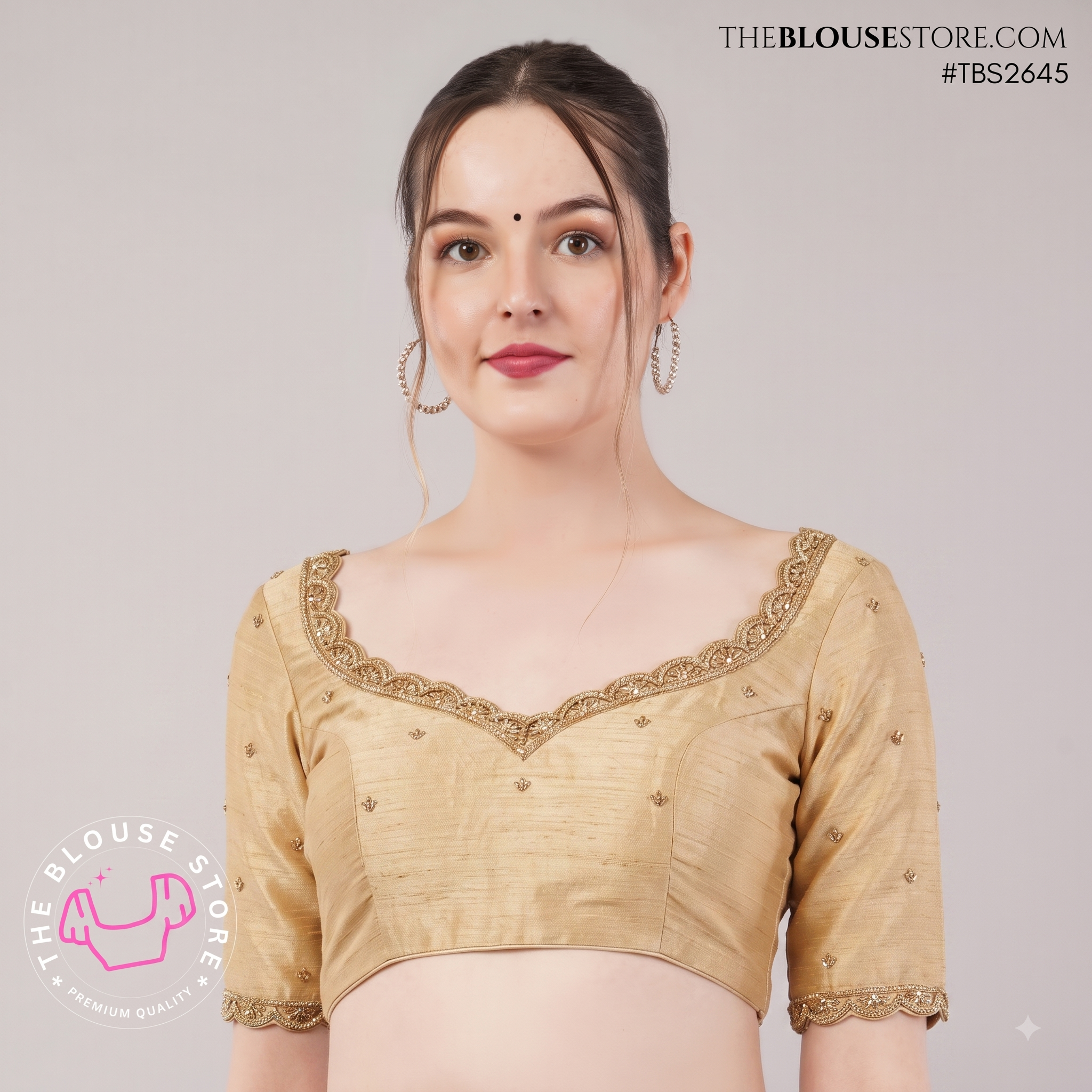 Black Dupion Silk Designer Blouse with Antique Gold Lace & Deep Back – TBS2645
