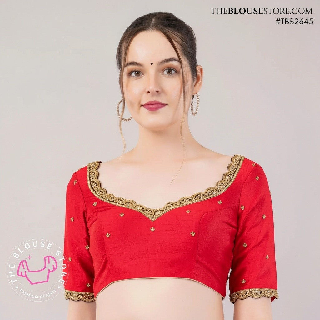 Black Dupion Silk Designer Blouse with Antique Gold Lace & Deep Back – TBS2645
