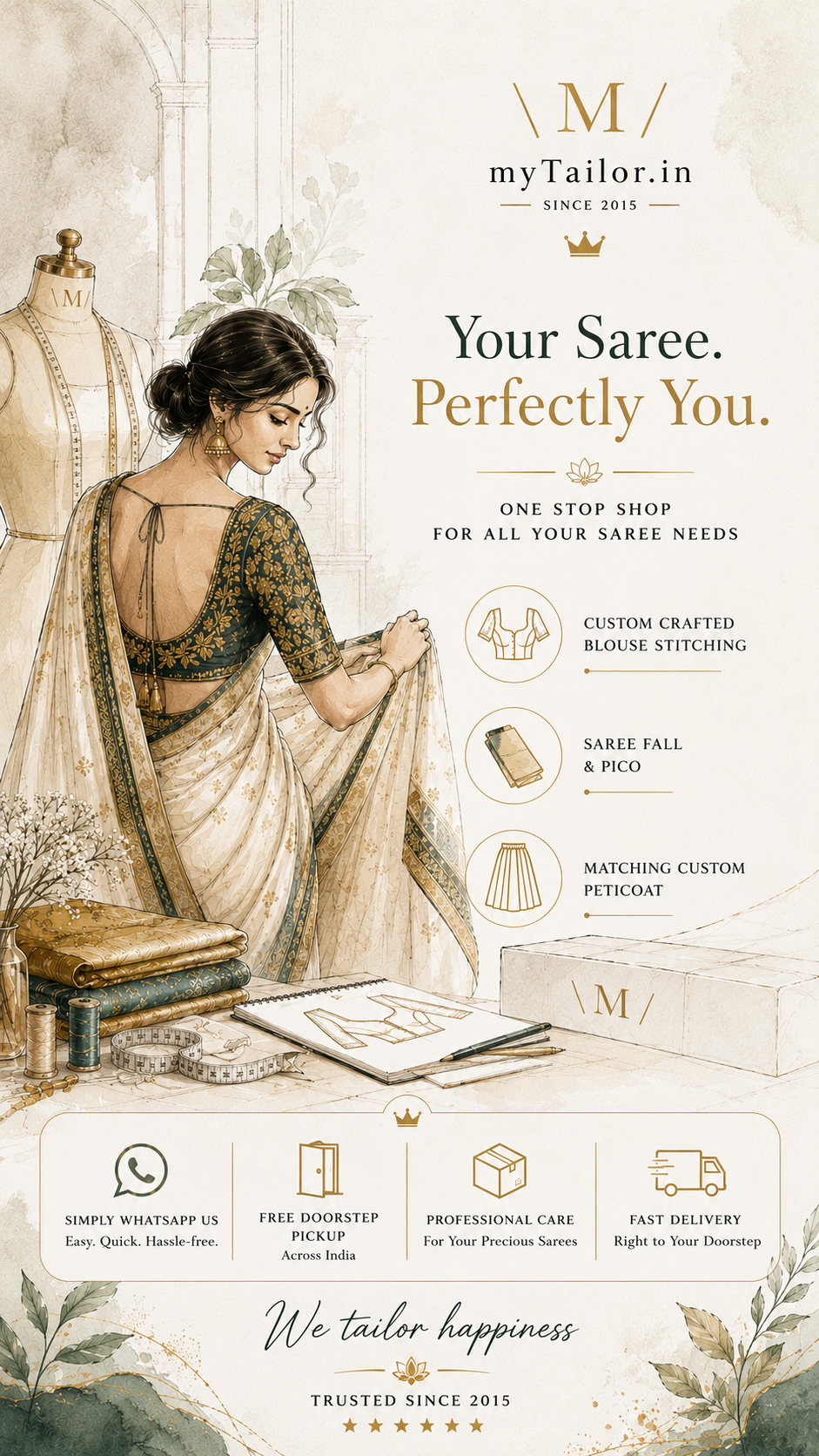 Online Blouse Stitching | Saree Fall & Pico | Custom Peticoat by myTailor.in
