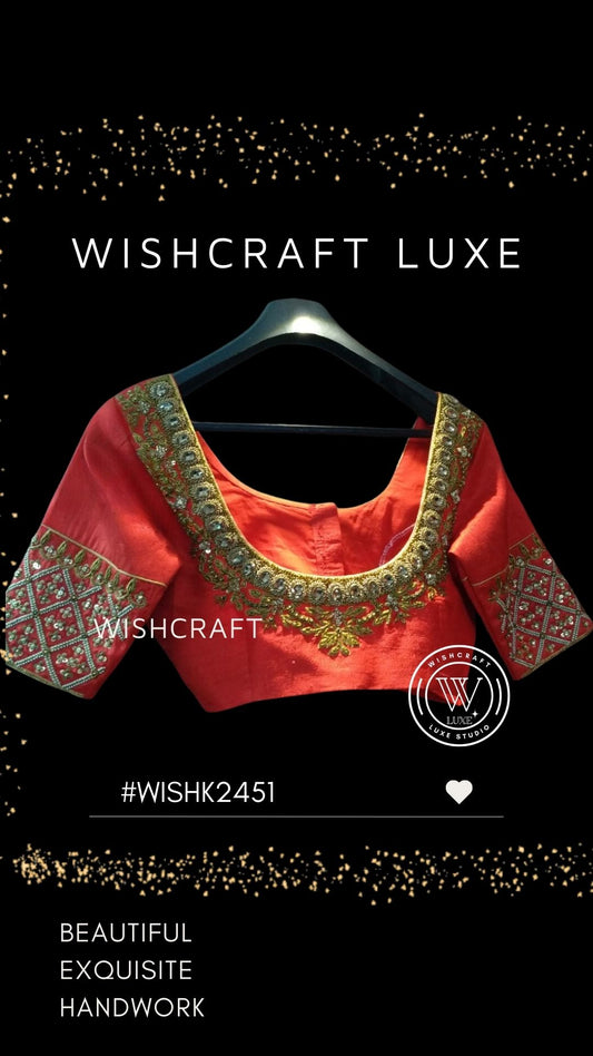 orange blouse with beautiful embroidery handwork